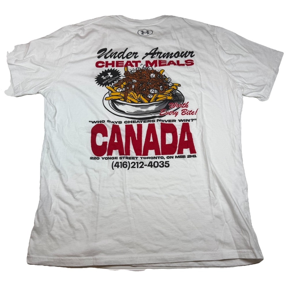 Under Armour Canada Cheat Meal Poutine Loose Fit T-Shirt Men's XL White GUC